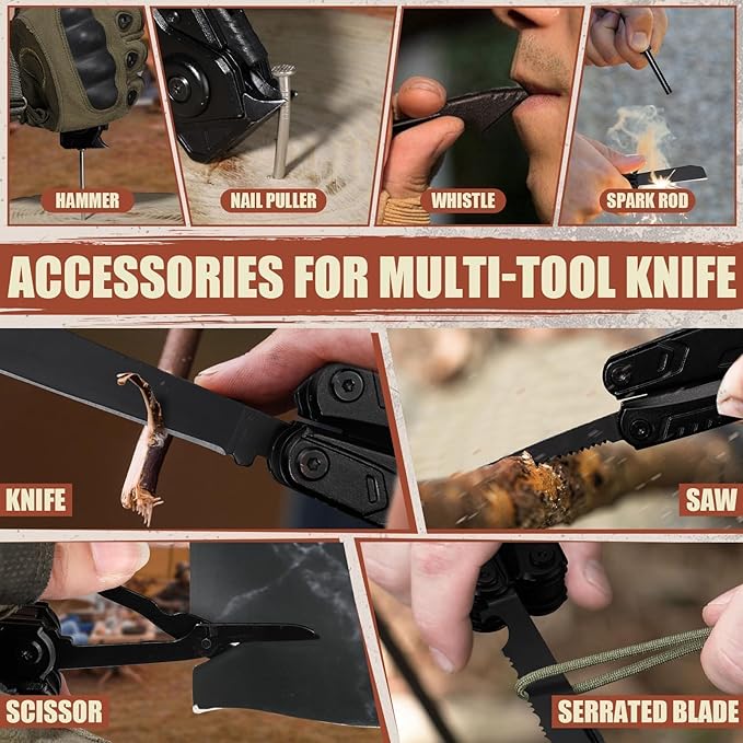 Freelander 20-in-1 Multitool, Multi Tool Pocket Knife with Screwdriver, Bottle Opener, Nylon Sheath and Pocket Clip, Needle Nose Pliers, EDC Multi-Tool Gear Gift for Him, Men