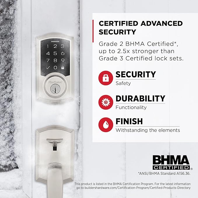 Kwikset SmartCode 270 Keyless Entry Electronic Touchpad Deadbolt Door Lock with Auto-Lock, Custom User Codes, Advanced Security in Satin Nickel Traditional
