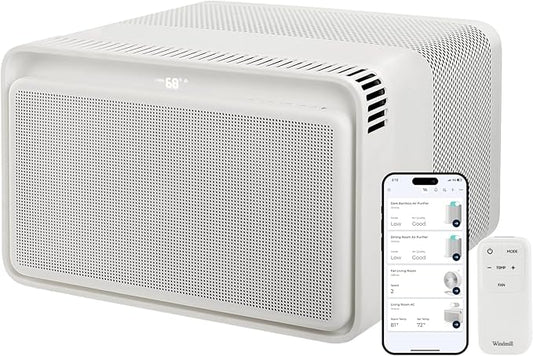 Windmill 8,000 BTU Inverter Window Air Conditioner - Ultra-Quiet & Smart, Cools up to 350 Sq. Ft. - Easy Install, App/Wi-Fi, Voice-Enabled, Remote Control, High Energy Efficiency