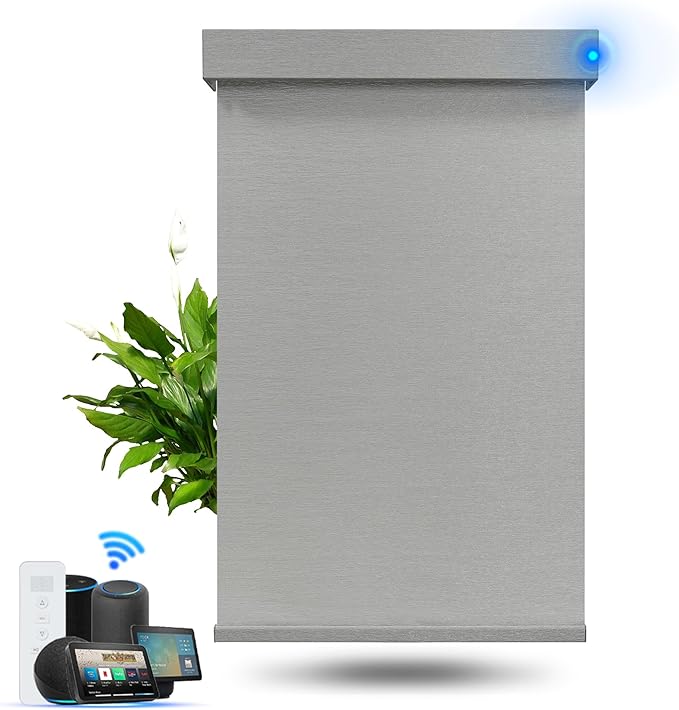 Motorized Blinds with Remote, Blackout Smart Roller Blinds Compatible with Apple Homekit Google Home and Alexa, Automatic Window Blinds Customize, Grey