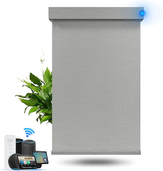 Motorized Blinds with Remote, Blackout Smart Roller Blinds Compatible with Apple Homekit Google Home and Alexa, Automatic Window Blinds Customize, Grey