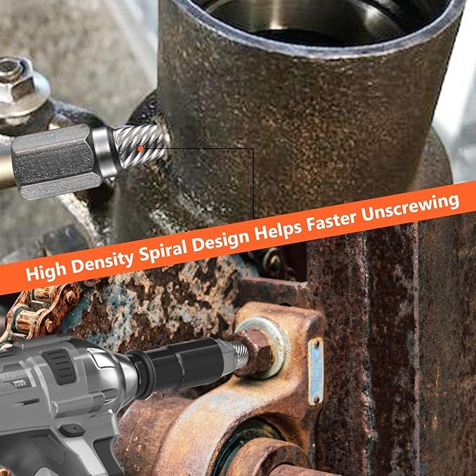 XEWEA 13Pcs Screw Extractor Set Multi-Spline Easy Out Bolt Extractor Kit, Chrome Molybdenum Alloy Steel Hex Head Bolt Remover Tool for Broken Stripped Rusted Bolts Screws Nuts