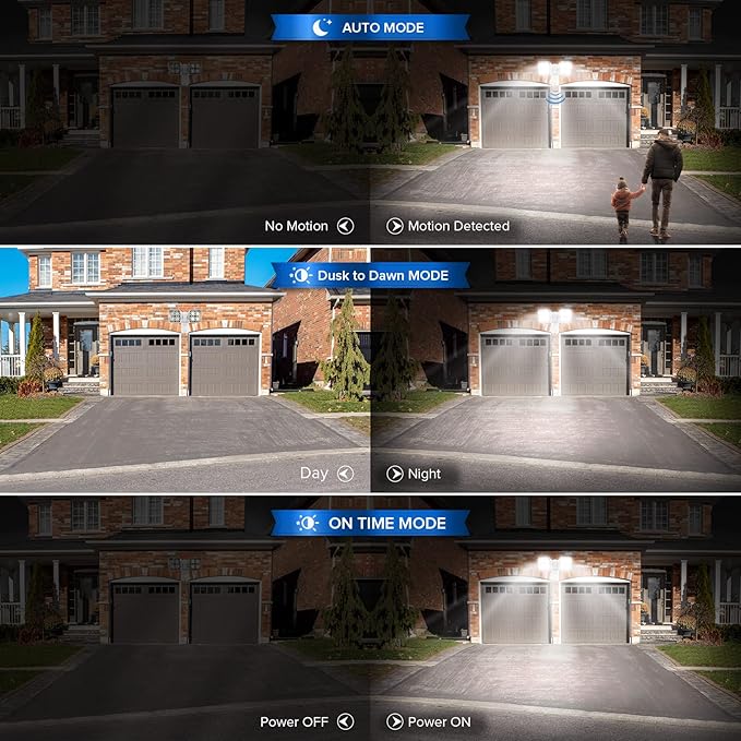 SANSI 7000LM Motion Sensor Outdoor Lights,Brightness LED Flood Lights Outdoor 54W 5000K 700W Equiv IP65 Dusk to Dawn Security Lights with 2 Adjustable Heads 8 Lights for Garage, Yard, Patio, White