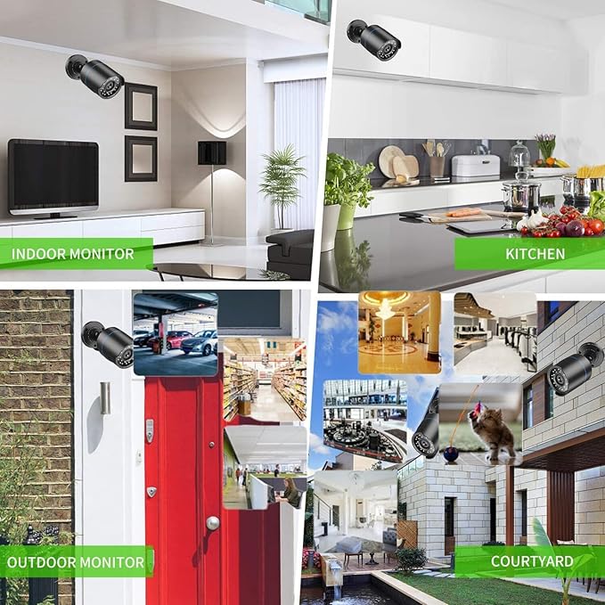 3000TVL Home Security System Surveillance DVR Camera Kits, 4pcs Wired 5MP PoE IP Night Vision Cameras Set with AI Motion Person Vehicle Detection, 4K NVR with 512GB Hard Drive for 24-7 Recording