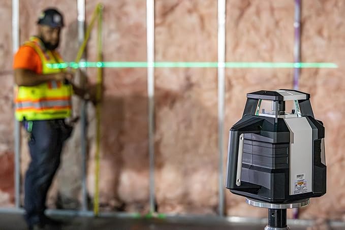 Plott PRL900HT-GK Dual Slope Rotary Laser Level, 2000ft Range, Green Beam, Bluetooth App Control, Self-Leveling 6°, 20hr Battery Life