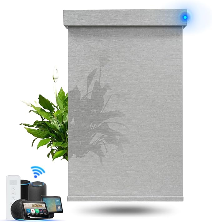 Motorized Blinds with Remote, Light Filtering Smart Roller Blinds Compatible with Apple Homekit Google Home and Alexa, Automatic Window Blinds Customize, Dark Grey