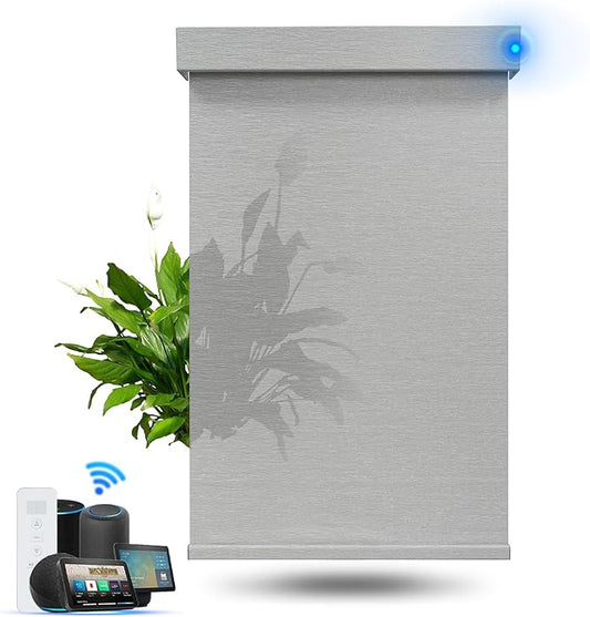 Motorized Blinds with Remote, Light Filtering Smart Roller Blinds Compatible with Apple Homekit Google Home and Alexa, Automatic Window Blinds Customize, Dark Grey