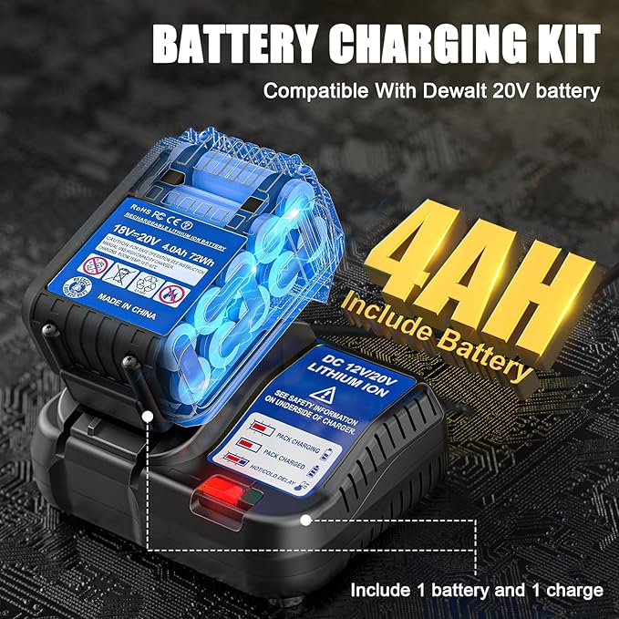 Cordless Tire Inflator Air Compressor Compatible with Dewalt 20V Battery, 160PSI Portable Air Pump with Digital Pressure Gauge, Fast Inflation for Cars, Motorcycles, Bikes(Bare Tool)