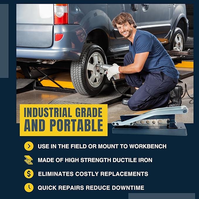 Heavy Duty Ferrule Crimping Tool Air Hose Repair Kit for 3/8, 5/16, 1/4 inch ID Hoses, Crimper w/ 5 Hardened Steel Dies & 15 Ferrules Fittings, Torch & Compressor Crimpers