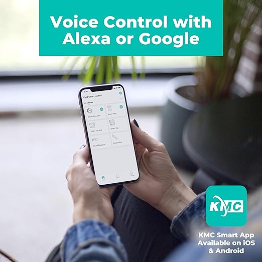 KMC Smart Plug Duo 4-Pack, 2-Outlet Wall Plug Extender, Smart Outlet Splitter for Smart Home, Compatible with Google & Alexa, No Hub Required, WiFi Outlet, White