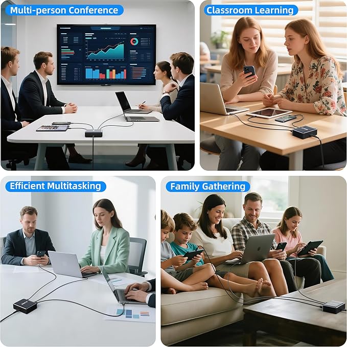 500W Fast Charging 8 Port USB C Charger Block with Nylon Fast Charging Cable, Multi-Device Charging Station Wall Desktop Charger with GaN Ⅲ Technology, USB-C Charger Adapter for MacBook/iPad/iPhone 16