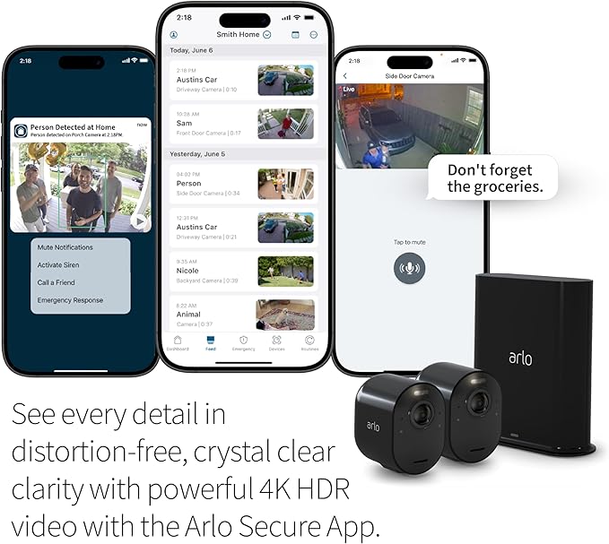 Arlo Ultra 2 Spotlight Camera 4K HDR (2 Cameras, SmartHub Included & Required) | Wireless Home Security Camera | Color Night Vision, Motion Sensor, 180º View, 2-Way Audio, Black