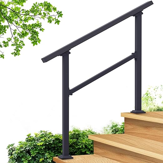 CHR Fence & Rail Hand Rails for Outdoor Steps, 3 Step Handrail & Indoor Stair Railing Kit, Railings for Outdoor Steps and Hand Rails for Seniors for Porch Railing & Deck Hand Rail, 2-3 Step Railing