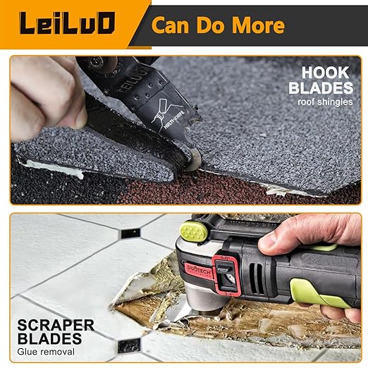 LEILUO 134 Pcs Multitool Blade Kits Oscillating Tool Cutting Sanding and Scraping Accessories with Storage Bag Oscillating Saw Blades Compatible with DeWalt Makita Dremel and More