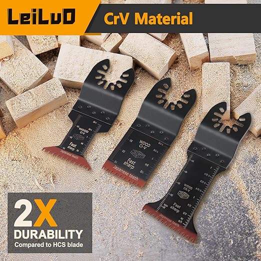 LEILUO 15Pcs Oscillating Saw Blades Japanese Teeth Fast Clean Wood Cutting Extra-Long Multi-Tool Replacement Blades Compatible with DeWalt Makita & More