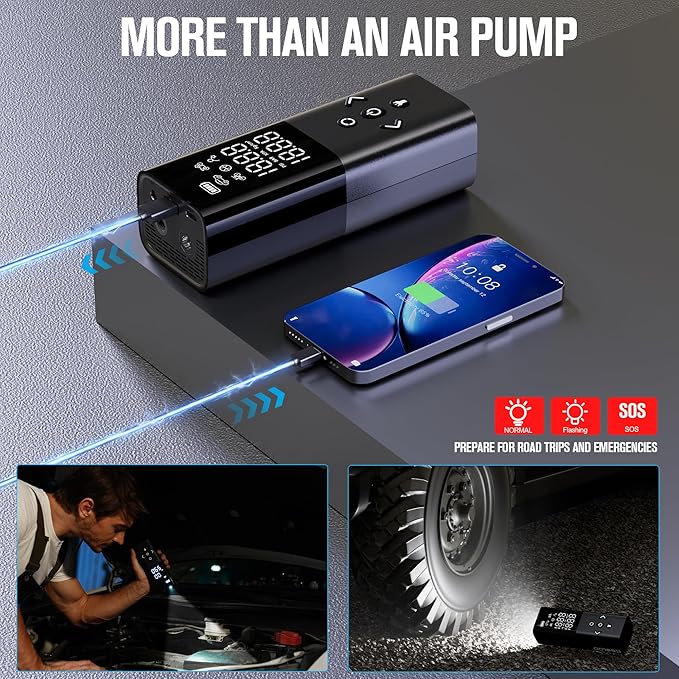 GOOLOO AP150 Tire Inflator Portable Air Compressor, 2X Faster 150PSI Cordless Air Pump for Car Tires with Auto-Shutoff, Portable Tire Pump with Digital Pressure Gauge for Car, Motorcycle,Bike, Ball