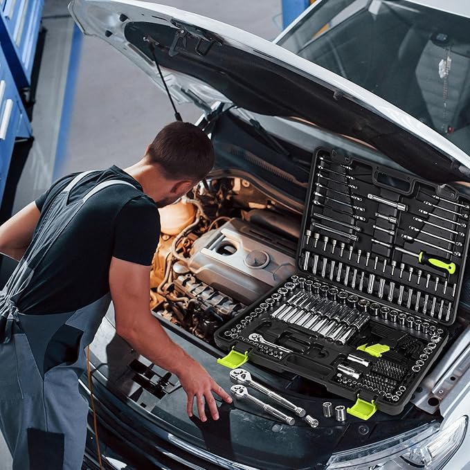 FASTPRO 249-Piece Mechanics Tool Set, SAE & Metric Socket Set, Include 1/2", 3/8" and 1/4" Drive Sizes