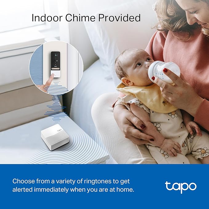 Tapo TP-Link Smart Video Doorbell Camera, Chime Included, 2K 5MP, Color Night Vision, 2-Way Audio, Free AI Detection, Cloud/SD Card Storage, Works w/Alexa & Google Home, D230S1