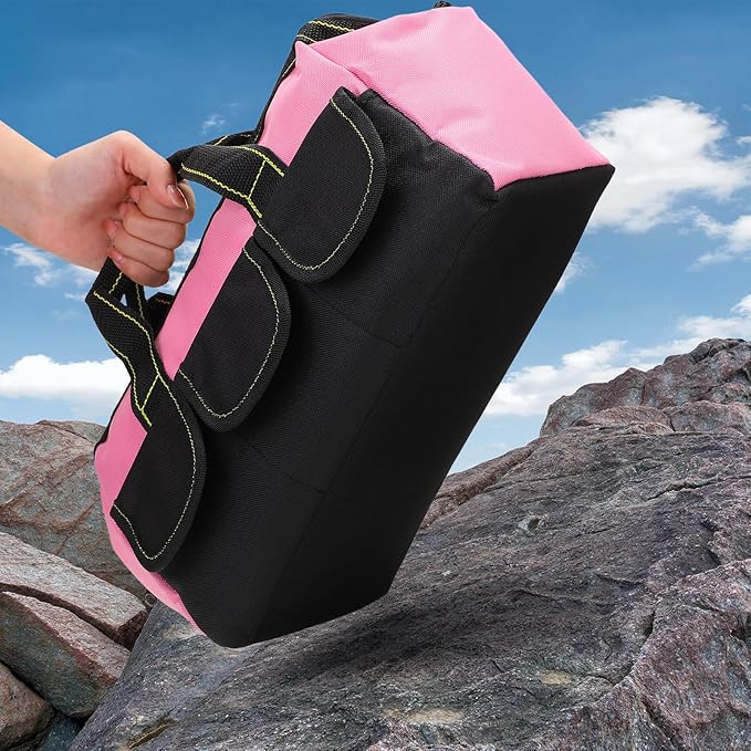 Sanwuta 3 Pack Tool Bag for Men with Waterproof Hard Bottom, Heavy Duty Tool Bag Wide Mouth Tote for Various Instrument, Electrician Carpenter Mechanic(13 Inch,Red, Pink, Light Purple)