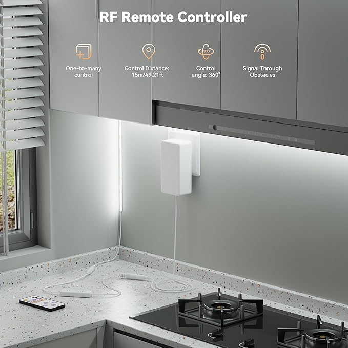 MIWISE COB LED Strip,6000K Daylight White 20ft/6.1m,Dimmable Super Bright 24V LED Strip Light,CRI 90+ Flexible Tape Light with RF Remote Timer Function,for Home/Cabinet/Bedroom DIY Lighting Project