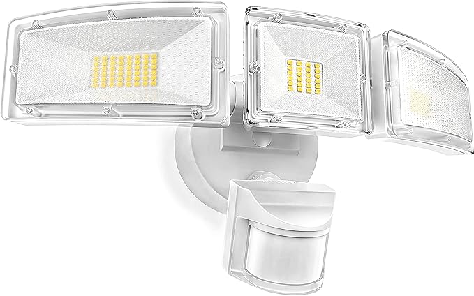 Motion Sensor Outdoor Lights - 4600LM LED Security Lights, Dusk to Dawn, IP65 Waterproof, 3 Adjustable Head Motion Detector Flood Lights for Garage, Yard, Porch