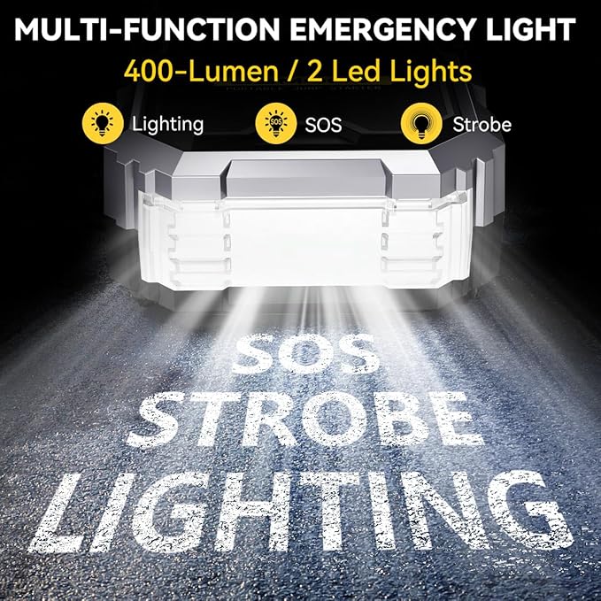 Jump Starter with Air Compressor, 6000A Jump Starter Battery Pack (All Gas/10L Diesel), 150PSI 12V Jump Box Car Battery Jumper Starter Portable with Type-C Quick Charge and LED Lights