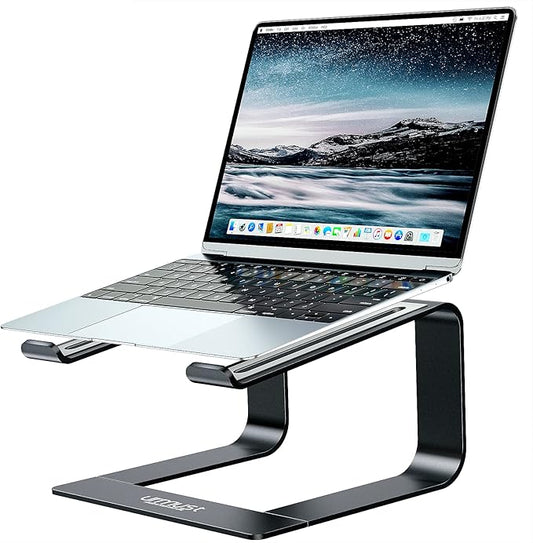 Urmust Laptop Stand - Aluminum Computer Riser Holder for Laptops 11-15.6" (Black) - Compatible with MacBook, Dell, HP, Lenovo, Samsung, Alienware