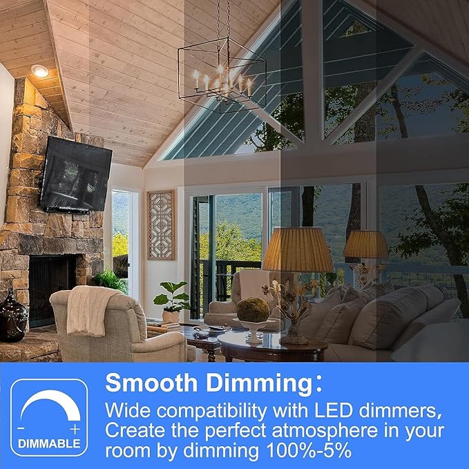 Energetic LED Candelabra Light Bulbs B10, Soft White 2700K, E12 Base, 60 Watt Equivalent Chandelier LED Edison Bulbs, Dimmable, 24 Pack