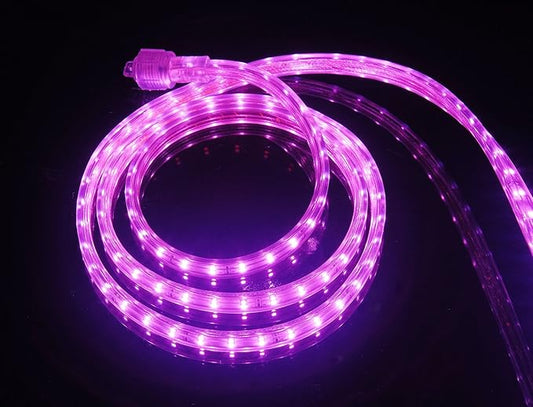UL Listed, 50 Feet, 5500 Lumen, Pink, Dimmable, 110-120V AC Flexible Flat LED Strip Rope Light, 930 Units 3528 SMD LEDs, Indoor Outdoor Use, Accessories Included, Ready to use