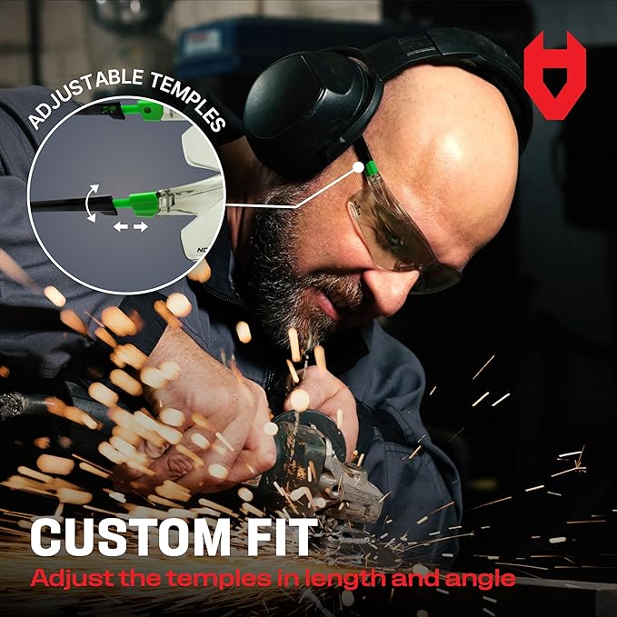 NoCry Lightly Tinted Anti Fog Safety Glasses for Men or Women with Scratch-Resistant Lenses - ANSI Z87.1 Certified with 100% UV Protection - Adjustable Temples and Nose Pad - Wraparound Design