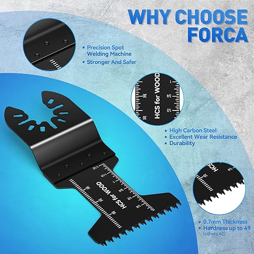FORCA Universal Oscillating Saw Blades, 78pcs Multi Tool Kit with Japanese Tooth for Deeper Cutting, High Efficient Multitool Fit 95% Tools for Wood