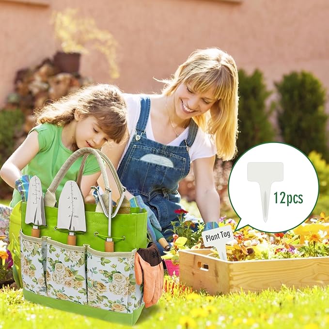 20-Piece Gardening Tools with Fashion and Durable Garden Tools Storage Bag - Heavy Duty Garden Hand Tools Stainless Steel Ergonomic Rust-Proof Garden Tool Set - Ideal Gardening Gifts for Women