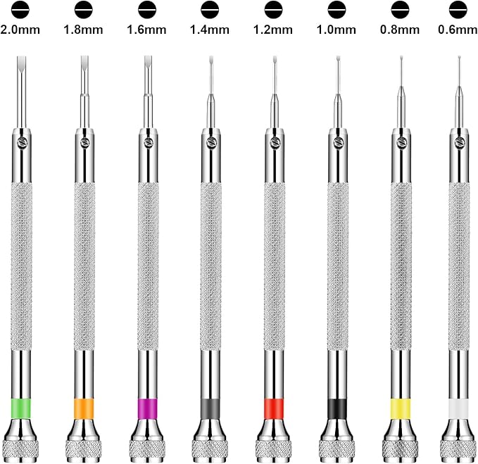 Chumia 8 Pieces Precision Jewelers Screwdriver Set, Micro Watch Repair Screwdriver Set 0.6-2.0 mm for Watch, Eyeglasses, Jewelry Work, Electronics Repair(Flathead)