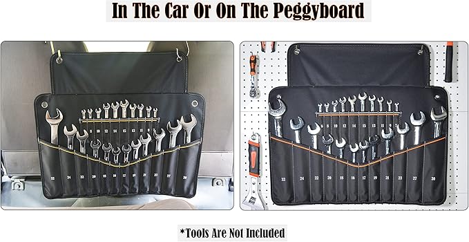 WELKINLAND 22-Pockets Wrench Tool Roll, 0.25-1.25" Wrench-Set Roll Holder Bag, Wrenches sleeve wrap, Wrenches pouch(Tools Are Not Included)