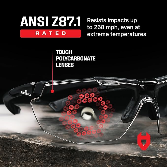 NoCry Anti Fog Safety Glasses for Men and Women – ANSI Z87 Rated, Scratch-Resistant Eyewear with Adjustable Temples and Nose Pad – 100% UV Eye Protection