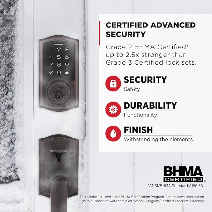 Kwikset SmartCode 270 Keyless Entry Electronic Touchpad Deadbolt Door Lock with Auto-Lock, Custom User Codes, Advanced Security in Venetian Bronze Traditional