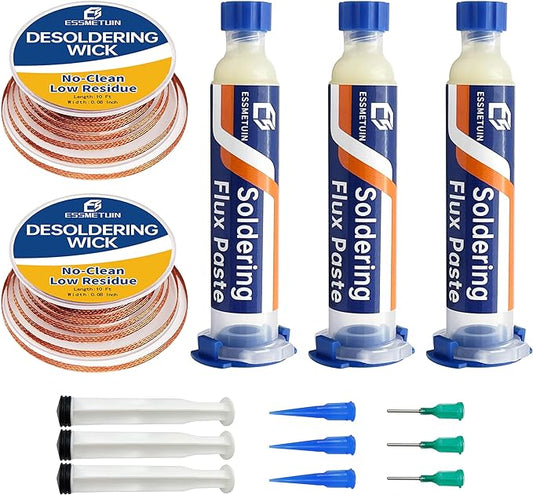 Solder Wick and Soldering flux for Electronics Repair, No Clean Flux, Solder Removal Kit