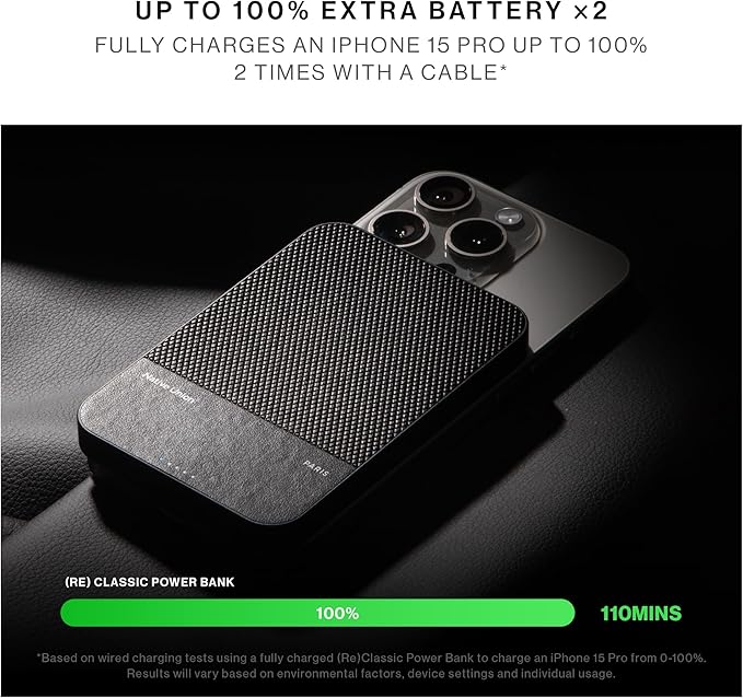 Native Union (Re)Classic Power Bank | Magnetic - MagSafe Compatible 10000mAh 15W Portable Charger - USB-C Cable Included - Qi2 certified - Compatible with iPhone 16, 16 Plus,16 Pro,16 Pro Max, AirPods