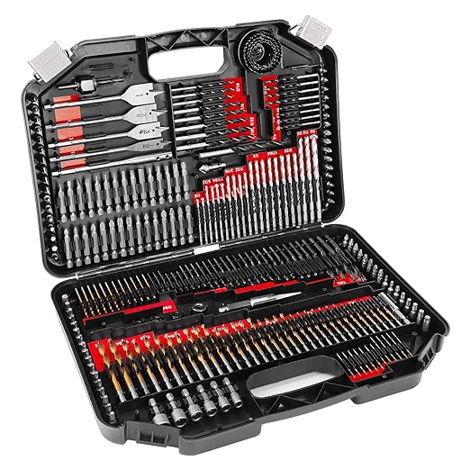 COMOWARE Drill Bit Set, 246 Pcs Drill Bits for Cordless Drill, Drill Driver Bit Set for Wood, Metal, Masonry, Cement and Screwdriver Bits Set Combo Kit, Red Case