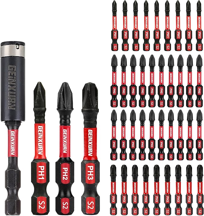 Anti-slip Hex Impact Tough Magnetic Screwdriver Bits Set 2 in. PH1/PH2/PH3 Insert Driver Bits,40Pack 1/4 Inch Hex Shank Phillips Cross Screwdriver Bits Set with 1Pcs Impact Bit Holder