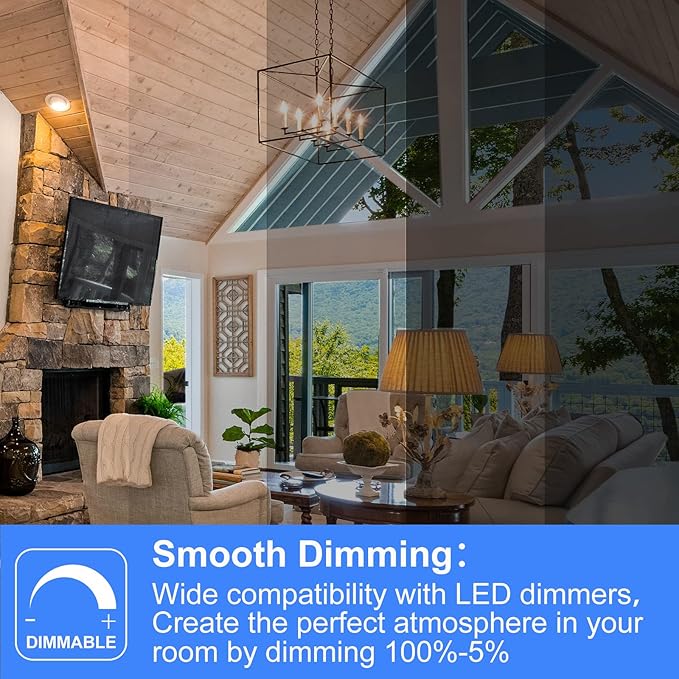 ENERGETIC SMARTER LIGHTING LED B10 Candelabra Light Bulbs 60W Equivalent, Soft White 2700K, 500 Lumen, E12 Base, Chandelier LED Edison Bulbs, Dimmable, 8 Pack