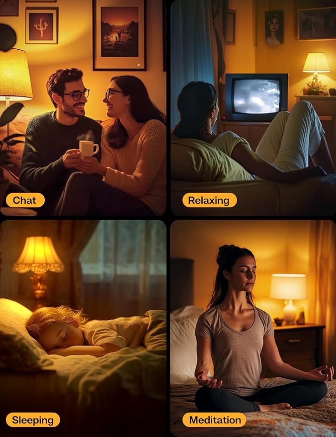 Sleep Light Bulb, 3W Amber Light Bulbs, 1800K Warm Light Bulbs, Blue Light Blocking Dim Bulbs, E26 A19 Mood Soothing Light for Bedroom and Baby Kid Nursery, 2 Pack