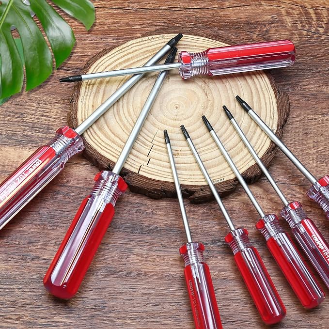8 Pcs Torx Security Screwdriver Set with Magnetic Tip Plastic Grip, Torx Screwdriver for Computer Repairing (T8 T9 T10 T15)