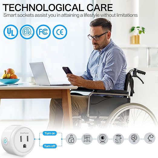 WiFi Smart Plugs, App Controlled Plug Compatible with Alexa and Google Home, Wireless Outlet Plug with Timer & Schedule, 2.4GHz Wi-Fi Only Smart Socket Outlet FCC Listed for Home