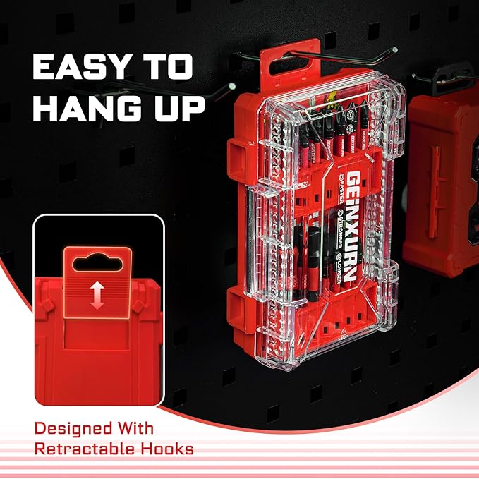 92Pieces Impact Screwdriver Bits Set, Magnetic S2 Steel 1”/2” Phillips/Square/Torx/Slotted/Hex/Pozi Bits Tips and Impact Bit Holder with Red Storage Box Case