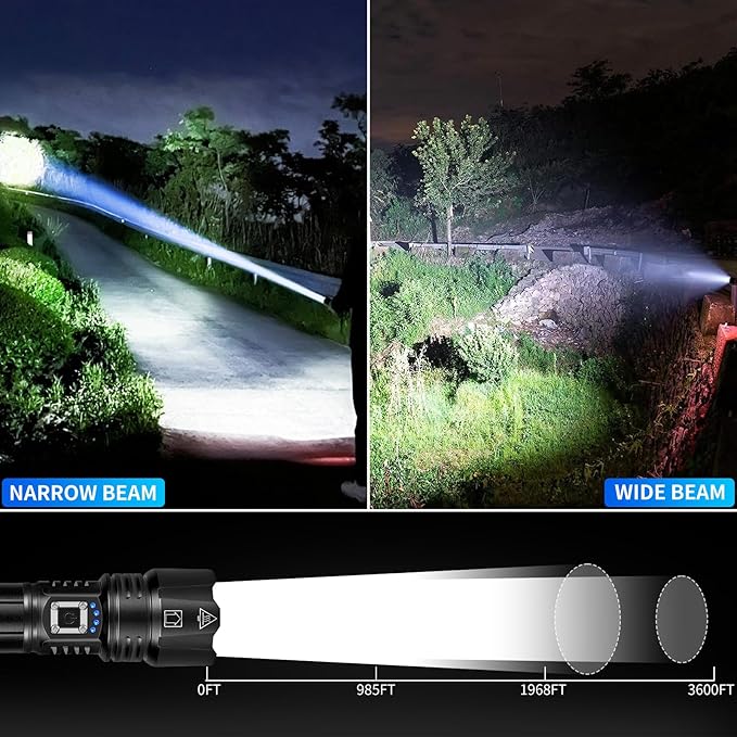 Rechargeable Flashlights High Lumens, 90000 Lumen Super Bright Led Flashlight with 5 Modes & 12H Long Runtime, Powerful Handheld Flash Light for Home Camping, IPX6 Waterproof 2Pack Flashlights