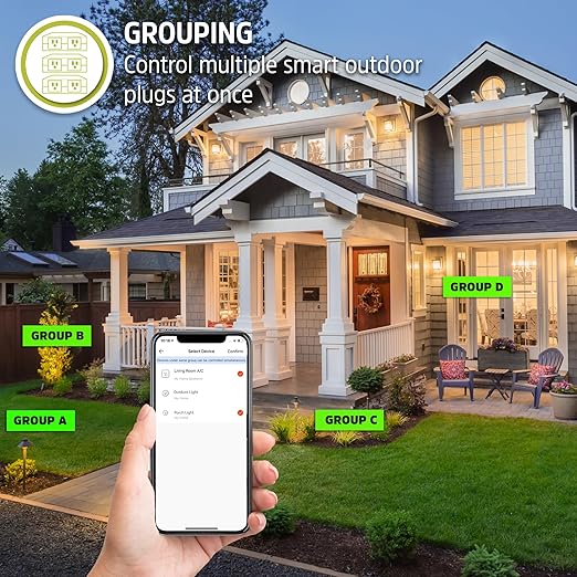 Energizer Smart Wi-Fi Outdoor Plug, Water-Resistant, 2 Individually Controlled Outlets, Customizable Schedules/Remote Access with App, Compatible with Alexa, Siri, Google Assistant, Black