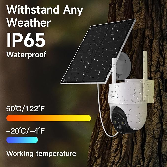 ARENTI 4G LTE Cellular Security Camera 2K, Solar Powered Live Feed Camera Outdoor Wireless for Home Security, Color Night Vision, 360° PTZ No WiFi Needed, PIR Sensor 2 Way Talk (Includes SIM Card)