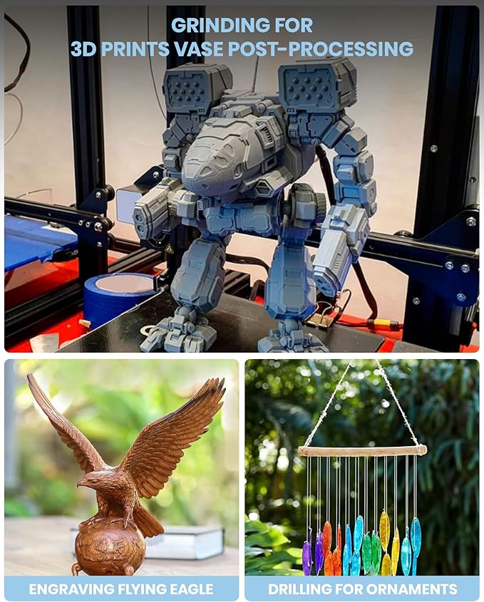 Rotary Tool Kit, Cordless Rotary Tool, 8V Rotary Tool with LED Lights, 5-Speed, 28000RPM, 2.0Ah Battery, 25 Accessories, for Carving, Engraving, Sanding, Polishing, Cutting and Pet Nails