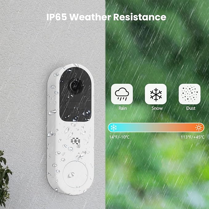 2K Wireless Video Doorbell Camera with Chime, 180-Day Battery Life, Front Door Home Security, Instant Alerts, 2-Way Talk, PIR Detection, Night Vision, Cloud Storage, IP65 Waterproof, 2.4G WiFi Only